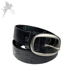 VINTAGE Tooled floral leather belt